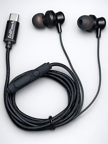 ZedPunch Type-C Wired Earphone with Mic, 10mm Dynamic Bass Driver, Magnetic in-Ear Headphones, Metal Build, Low Latency Sound for Gaming, Button Control, HD Calling, Voice Assistant,