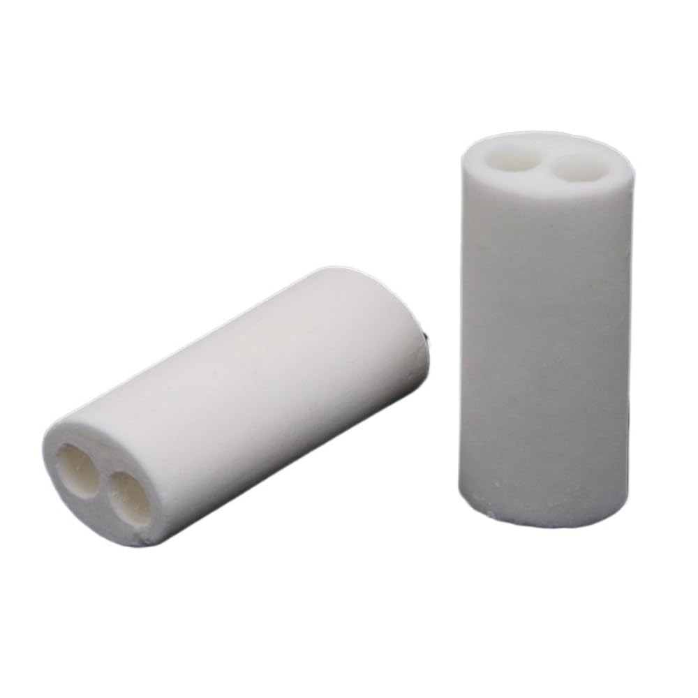 Ceramiczny pręt izolacyjny, zestaw 10 pustych rur porcelanowych z podwójnym otworem, długość 15/25/23 mm, odporna na ścieranie ceramika o wysokiej zawartości tlenku glinu, do elementu grzejnego (4 x 1