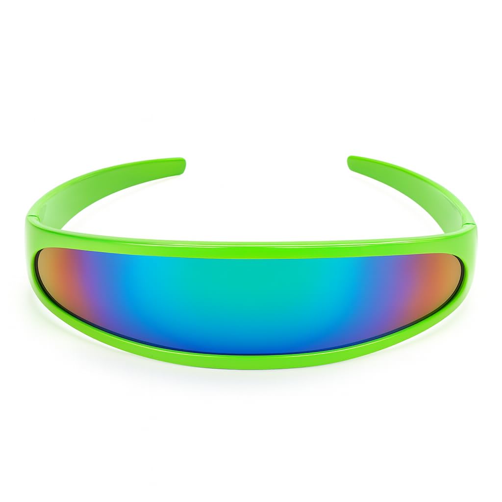 zeroUV - Futuristic Narrow Cyclops Color Mirrored Lens Visor Sunglasses