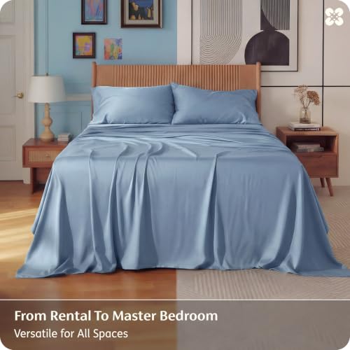 Image of Bedsure PureWoven 100% Rayon Derived from Bamboo, King Size Sheets Set