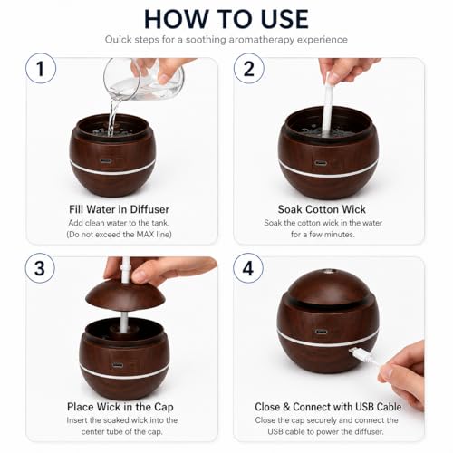 Image of 300 ml Essential Oil Diffuser for Home - Ultrasonic Aroma Diffuser for Home Electric with LED Light & Upto 16 Hrs Mist