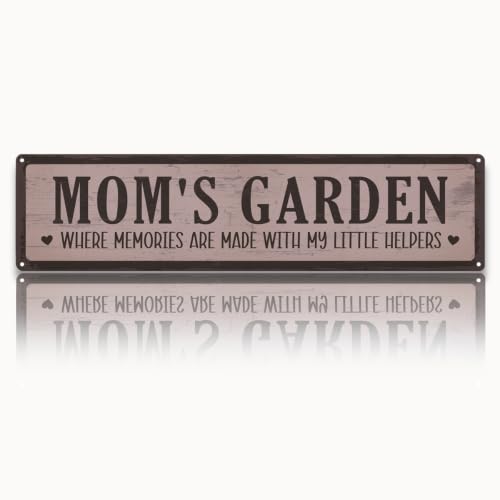 Metal Grandma Sign Rustic Farmhouse Vintage Tin Plaque Mothers Day Gift for Grandma Moms Garden Where Memories Are Made Wall Sign for Garden Outdoor Fence Hanging Signs 15.7 x 3.9 Inch