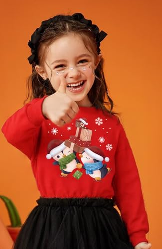 Kids Christmas Sweatshirt Girls Boys Santa Claus Toddler Ugly Xmas Shirt Crewneck Long Sleeve Graphic Tops for 2-7T4