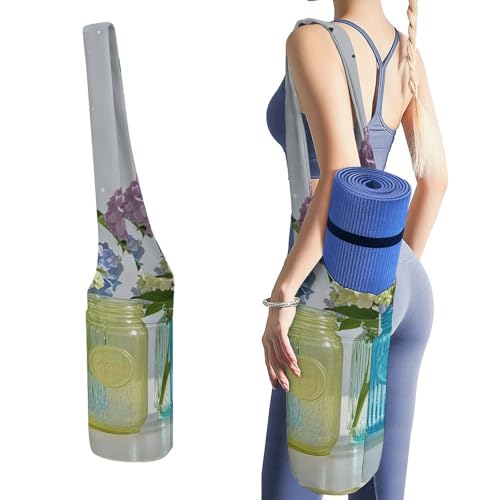 Sac de tapis de yoga en toile imprimé fleurs grand sac de rangement Pilates et sport