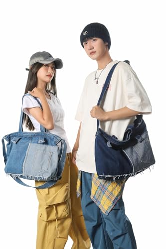 Large Denim Handbag for Women Shoulder Crossbody Bag Canvas Top Handle Tote Bag for Work Travel3