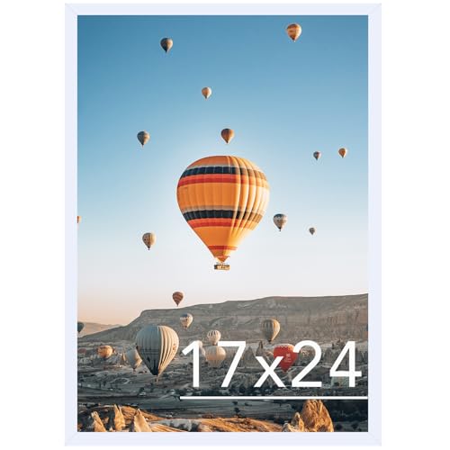 Image of JCJMY 17x24 Picture Frame White for Poster & Photo, Horizontal & Vertical Formats, Wall Hanging, 17 x 24 Gallery Frame