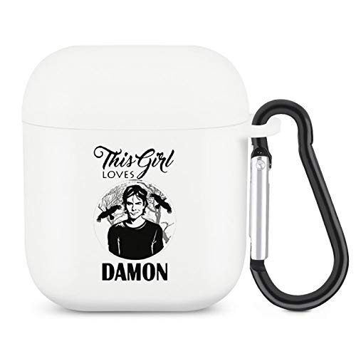 AirPods Case, Vampire Diaries This Girl Love Damon Protective Silicone Cover Compatible with Apple AirPods 2 and 1