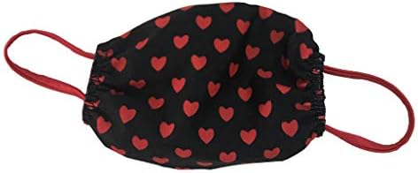 Adult Unisex Stretchy Washable 2 Ply Ear Loop Fashion Face Mask for Festival Rave Protection One Size (0-13) Black/Red Hearts
