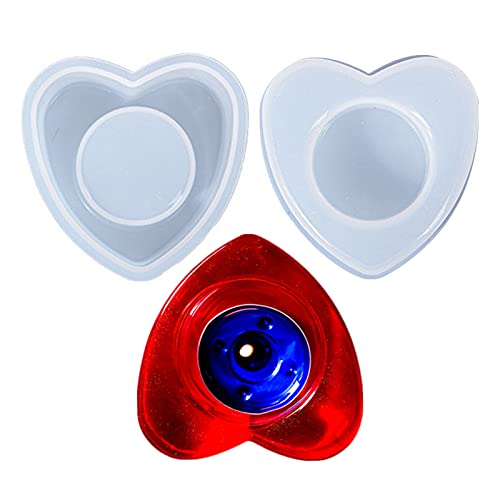 Juego de 2 moldes de silicona para velas, forma de corazón, resina epoxi para candelabros, velas de té, joyero, cenicero, textiles del hogar Cover