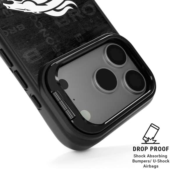 Skinit Kickstand Phone Case Compatible with iPhone 17 Pro Max - Officially Licensed NFL Denver Broncos Black & White Design