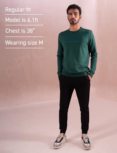 Image of DAMENSCH Men's Regular Fit Cotton Blend Zip Neck Sweatshirt | Full Sleeve Sweatshirts for Men