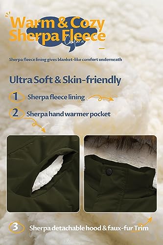 Image of CREATMO US Boy's Sherpa Long Parka Winter Coat Thicken Water Repellent Puffer Jacket With Removable Faux Fur Hood