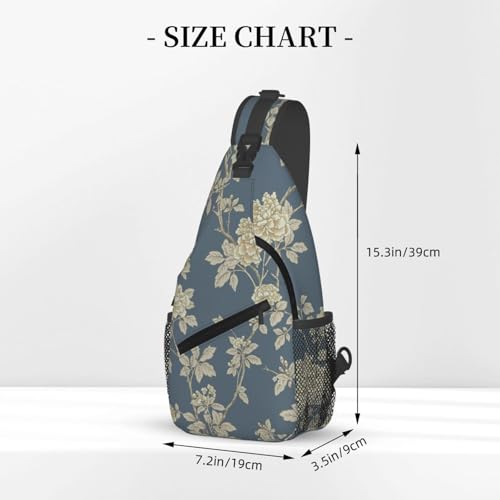 Bolso Cruzado Estampado Flores Azul y Amarillo Unisex miniatura 3