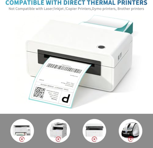 Image of 9527 Product Fanfold 4 x 6 Direct Thermal Labels with Blue Background Paper Perforated Shipping Labels for Thermal Printers, 100 Label per Stack, 1 Stack