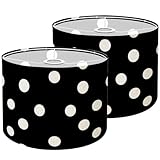 Drum Lamp Shades Set of 2 Seamless Circles ornament Dots Polka dot Black white Lampshades for Floor Lamps Table Lamps Pendant Light 11'x8.9' Large Replacement Linen Lampshade
