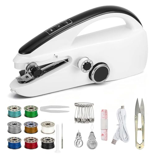 JLIAN MIOR Mini Handheld Sewing Machine for Beginners, Easy to Use, Fast Stitching — Perfect for Clothes, Fabrics, and Quick Home Repairs for Mom Birthday Valentine's Day and Christmas