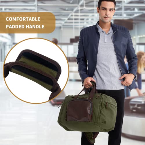 Vorspack Canvas Duffle Bag for Travel - 45L/21 Inches Duffel Bag for Men and Women Expandable Weekender Bag Carry On Bag for Travel Work Gym - Army Green