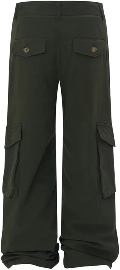 Men’S Cargo Pants Spliced Detail Multi-Pocket Loose Wide Leg Trousers