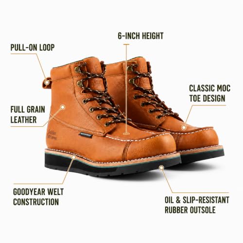 Image of Golden Retriever 6-Inch Composite Toe Waterproof Safety Work Boots for Men | EH Rated Construction Boots, Slip-Resistant Outsole, Non-Metallic Safety Toe Work Boots