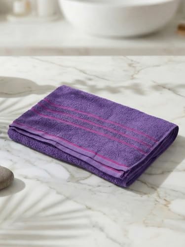 Image of Monte Carlo Essential 100% Cotton Bath Towel | 340 GSM Ultra Lightweight & Quick Dry | Soft Absorbent Large Towel 75x150 cm | Skin Friendly Daily Use Bathroom Towel for Men & Women (Soho) | Purple