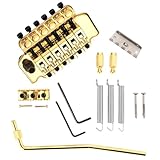 Swhmc Floyd Rose Type Locking Tremolo Bridge, Gold 2-Point Electric Guitar Bridge & Parts Set w/Bar for Strat...