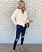 BTFBM Womens Sweaters Quarter Zip Pullover V Neck Collar Long Sleeve Ribbed Knit Loose Casual 2025 Winter Fall Sweater(White, Small)