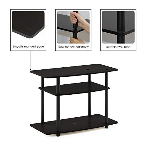 Image of Furinno Turn-N-Tube No Tools 3-Tier Entertainment Center TV Stand for TV up to 32 Inch, Plastic Round Tubes, Espresso /black