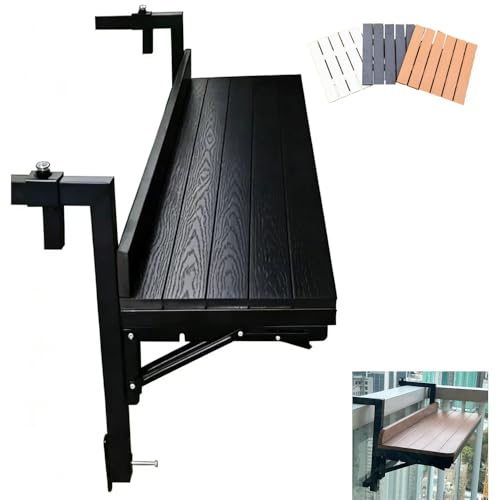 Mesa plegable para balcón negra con estructura metálica robusta y colgado compacto 2