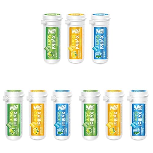 Image of inchIMPACTMINTS inch Sugar Free Xylitol Chewing Gum Assorted Flavour - Lemon, Lime & Soda (Pack of 9, 30g Each)