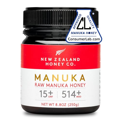 Miel de Manuka MGO 514+ / UMF 15+ de New Zealand Honey Co. | Actif et brut | Fabriqué en Nouvelle-Zélande | 250g