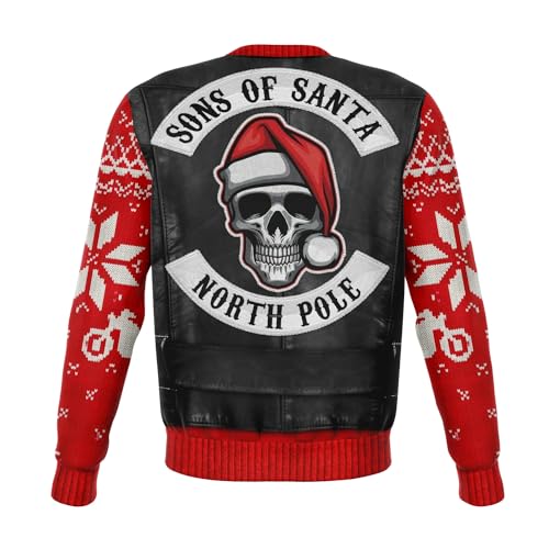 Biker Waistcoat Print Red Sweatshirt, alternative view 2