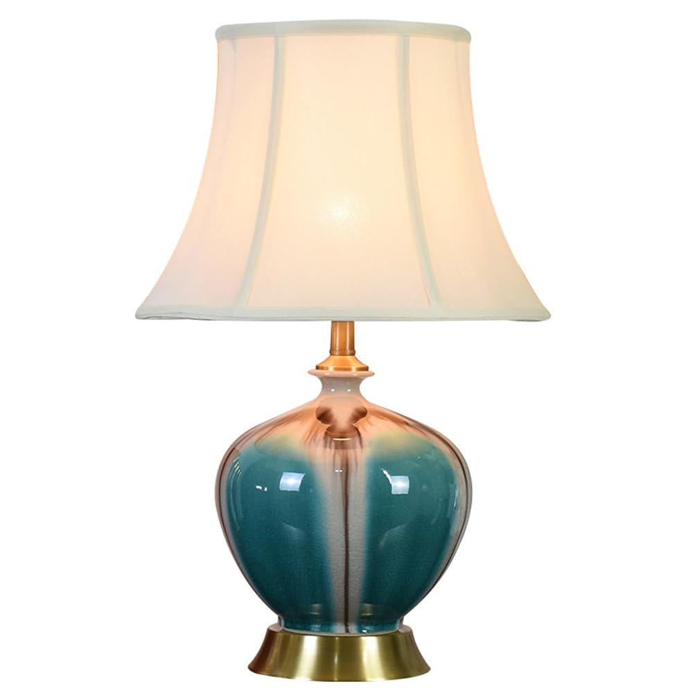 SANBDDLYY Rustic Hand-Painted Ceramic Table Lamp - Minimalist Desk for Living Room, Bedroom, and Office