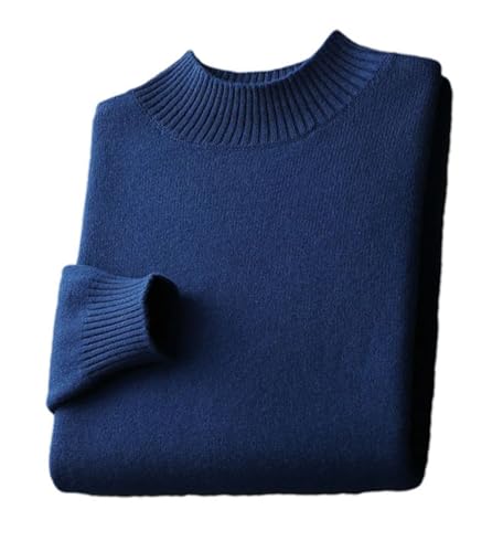 Men's Solid Wool Sweater Mock Neck Thickened Warm Solid Color Pullover Wool Loose Knitted Sweater