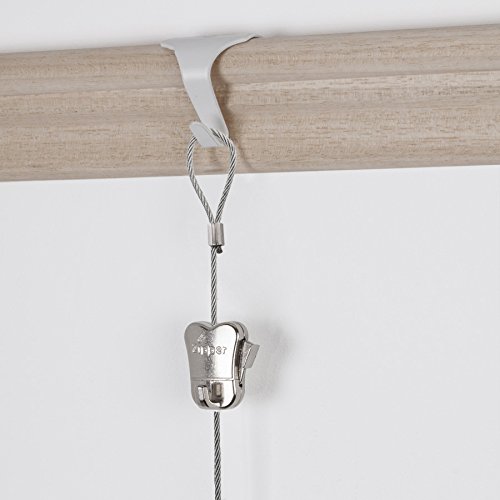 Image of STAS Steel Cable with Loop 150cm /59inch, with Moulding Hook White and STAS Zipper (White)
