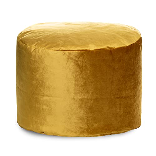 Gouchee Home Eclipse Velvet Large Bean Bag Pouf with Removable Cover Mustard Yellow
