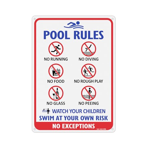 Señal de Reglas para Piscina de Aluminio 14x10 pulgadas miniatura 1