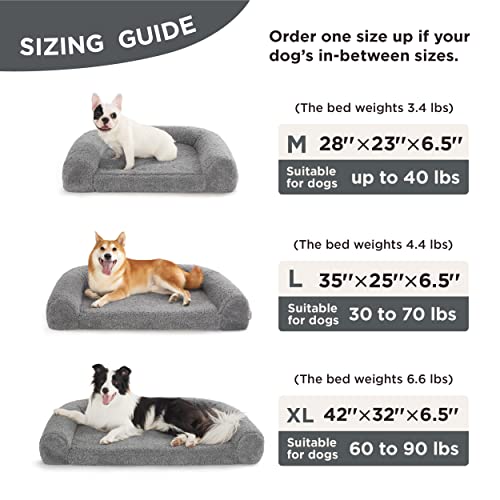 Lesure Memory Foam Dog Beds For Extra Large Dogs - Calming Dog Bed Orthopedic With Comfy Teddy Sherpa - Pet Bed Sofa With Certipur-Us® Certified Foam And Removable Washable Cover, Grey #TOP4