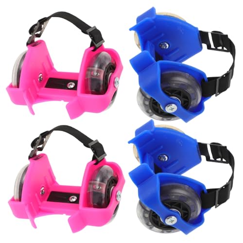 WOONEKY 2 Pairs Boys and Girls Roller Skates Girls Skating Shoes Adjustable Rollers Training Skate