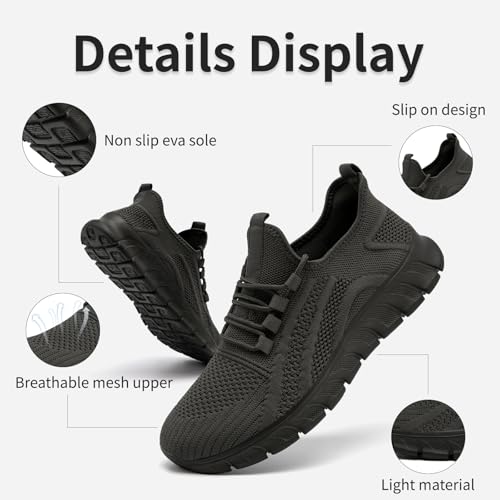 Image of Mens Running Shoes Walking Sneakers Tennis Gym Slip on Shoe | Non Slip | Workout | Breathable | Lightweight | Casual | Athletic