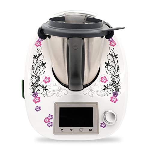 Adesivo protettivo decorativo compatibile con robot da cucina Thermomix TM5, accessorio da cucina, impermeabile, autoadesivo RX041, 23, ibisco