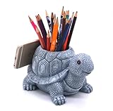 EONXNGAGY Turtle Pencil Holder and Phone Stand - Multifunctional Stylish Storage Container Desk Accessories Organizer for Home Office and School - Stone