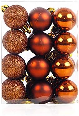 24pcs Christmas Ball Baubles,1.2" Shatterproof Assorted Plastic Hang Balls Pendant for Tiny Xmas Tree Decoration(Tiny Size,Brown)