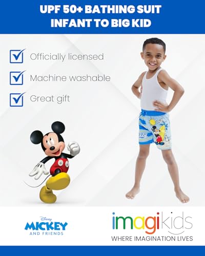 Disney Roupa de banho Mickey Mouse para bebês e crianças grandes, Listrado/surfista, 18 Months