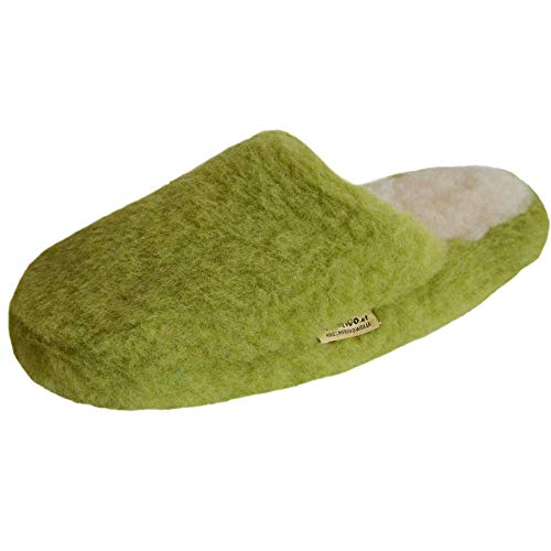 SamWo, Chaussons en laine de mouton / pantoufles unisexes, semelle antidérapante douce, 100 % laine de mouton, PEA vert, taille : 35-42 - Vert - Green Pea., 37/38 EU