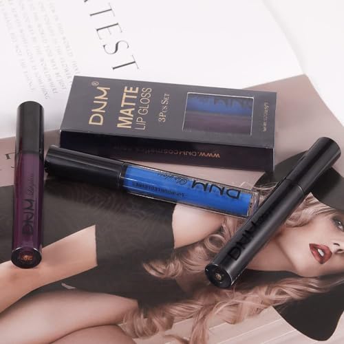 Evpct 3Pcs Dark Blue Black Purple Matte Lip Liner And Liquid Lipstick Stain Makeup Set Long Lasting Smudge Proof Dnm Permanent Lipstick 24 Hours Original 24H Lip Liner thumb #7