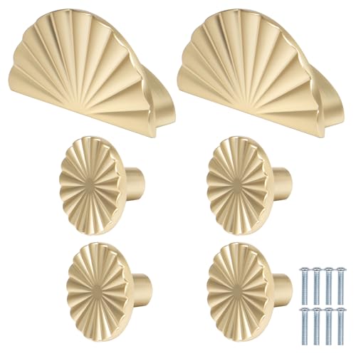 Pilikoll 6 Piezas Pomos Armario Tiradores Dorados para Cocina Redondo Poignée Meuble Dorados Perillas De Cajón Con Tornillos Pomos Redondos para Gabinete Para Muebles,Armarios,Cajones
