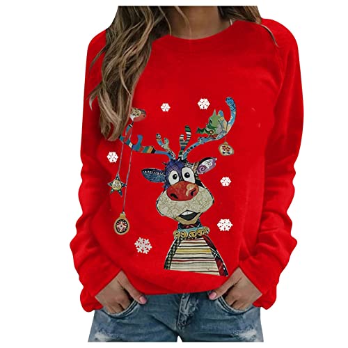 Weihnachtspullover Damen Langarm, Winter Pullover Weihnachten...