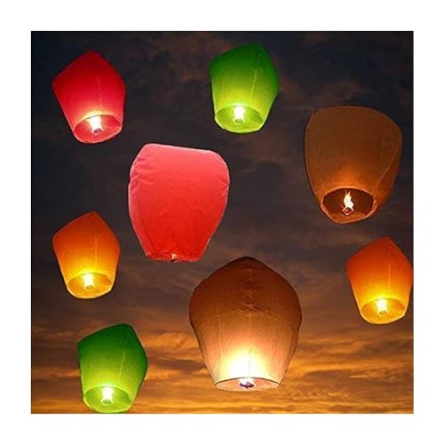 Image of PRINT BHARAT Paper Flying Sky Lantern Hot Air Balloon with Fuel Wax Candle Balloon /Birthday /All Festival Multicolor,Paper (Pack of 15)