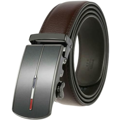 Men's Business Leather Belt Metal Automatic Buckle Belt Formal Luxury Belt-Black-120Cm2