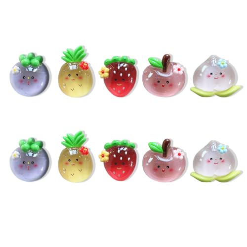 Set 10 Imánes de Fruta Decorativos 3D Brillan en Oscuro